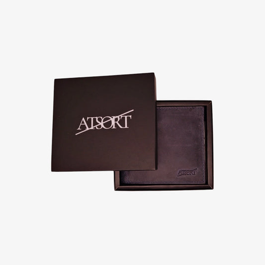 ATSORT LEREN PORTEMONNEE BLAUW