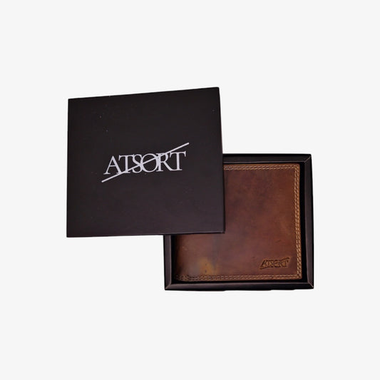 ATSORT LEREN PORTEMONNEE BRUIN